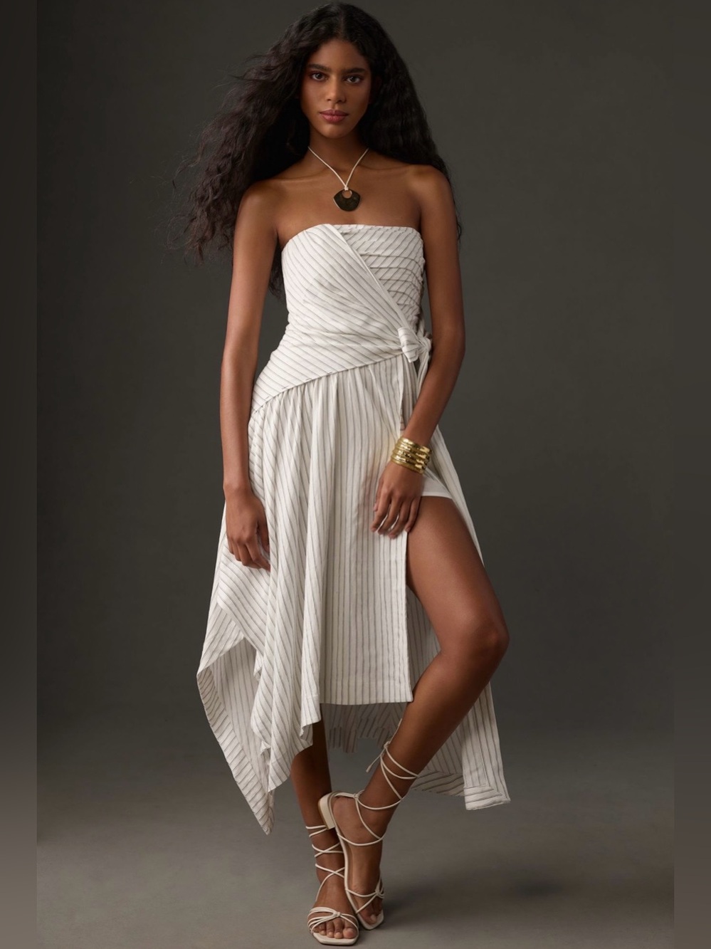 Anthropologie Straplees Hanky-Hem Midi Dress. - Picture 3 of 11